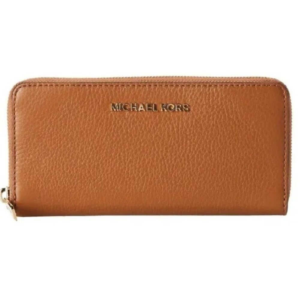 Michael Kors Luggage Brown Jet Set Travel Large Leather Continental Wallet